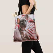 French Bulldog in Christmas Hat Tote Bag (Dichtbij)