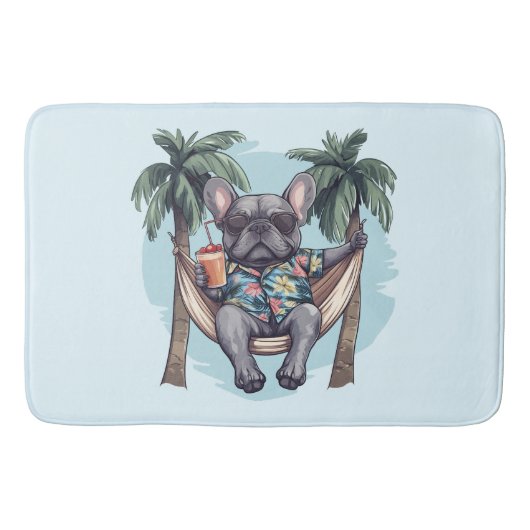 French Bulldog In Hawaiian Top Badmat (Voorkant)