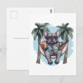 French Bulldog In Hawaiian Top Briefkaart (Voorkant / Achterkant)