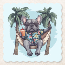 French Bulldog In Hawaiian Top Kartonnen Onderzetters