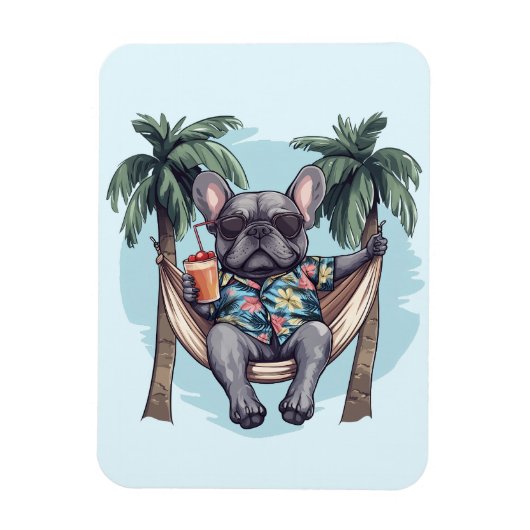 French Bulldog In Hawaiian Top Magneet (Verticaal)