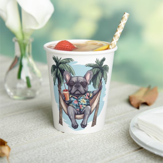French Bulldog In Hawaiian Top Papieren Bekers (Insitu)