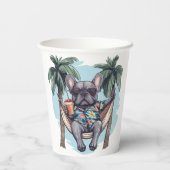 French Bulldog In Hawaiian Top Papieren Bekers (Achterkant)