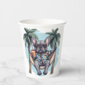 French Bulldog In Hawaiian Top Papieren Bekers (Voorkant)