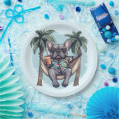 French Bulldog In Hawaiian Top Papieren Bordje (Feest)