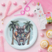 French Bulldog In Hawaiian Top Papieren Bordje (Feest)