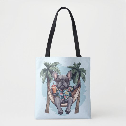 French Bulldog In Hawaiian Top Tote Bag (Voorkant)
