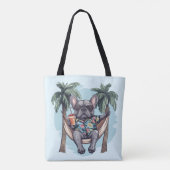 French Bulldog In Hawaiian Top Tote Bag (Achterkant)