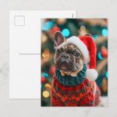 French Bulldog in Knitted Dog Attire Feestdagenkaart (Voorkant / Achterkant)