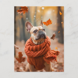 French Bulldog in Knitted Dog Attire Feestdagenkaart
