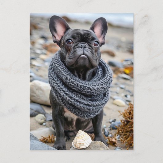 French Bulldog in Knitted Dog Attire Feestdagenkaart (Voorkant)