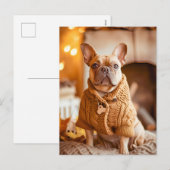 French Bulldog in Knitted Dog Attire Feestdagenkaart (Voorkant / Achterkant)