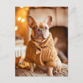 French Bulldog in Knitted Dog Attire Feestdagenkaart