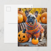 French Bulldog in Knitted Dog Attire Feestdagenkaart (Voorkant / Achterkant)