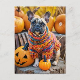 French Bulldog in Knitted Dog Attire Feestdagenkaart