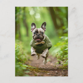 French Bulldog in Knitted Dog Attire Feestdagenkaart