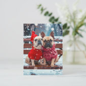 French Bulldog in Knitted Dog Attire Feestdagenkaart (Staand voorkant)