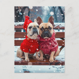 French Bulldog in Knitted Dog Attire Feestdagenkaart
