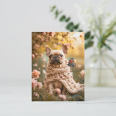 French Bulldog in Knitted Dog Attire Feestdagenkaart (Staand voorkant)