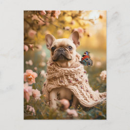 French Bulldog in Knitted Dog Attire Feestdagenkaart