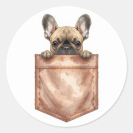French Bulldog In Pocket Decal | Cute Laptop Ronde Sticker