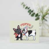 French Bulldog Kiss Briefkaart (Staand voorkant)