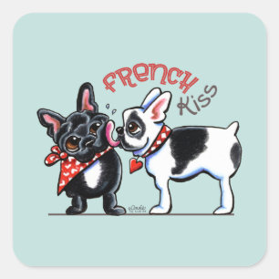 French Bulldog Kiss Vierkante Sticker
