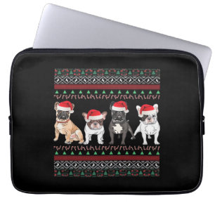 French Bulldog lelijke kersttrui essentiële T- Laptop Sleeve