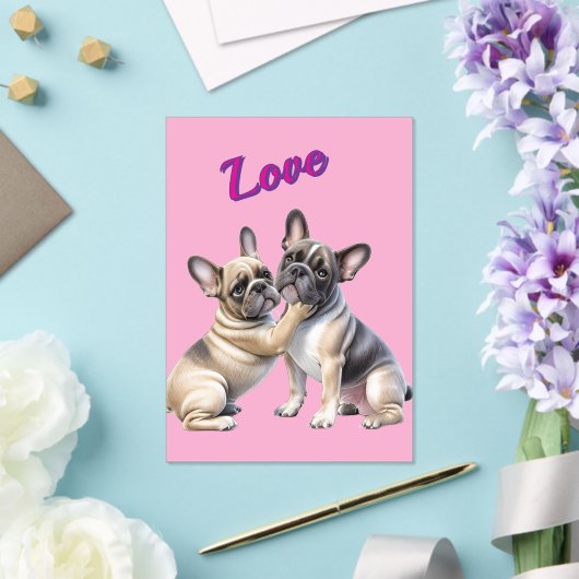 French Bulldog Liebe französische Bulldogge  Acryl Uitnodigingen (Insitu (Huwelijk))