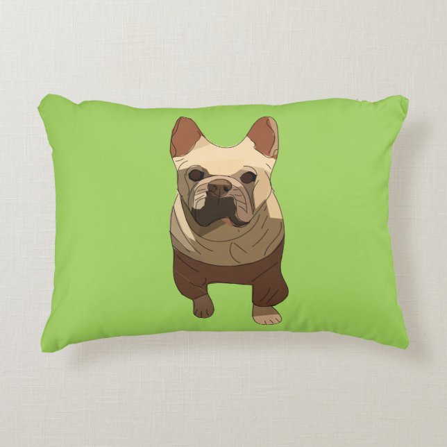 French Bulldog, Lime Green Accent Kussen (Voorkant)