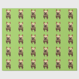 French Bulldog, Lime Green Cadeaupapier