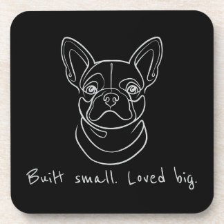 French Bulldog Line Art. Built Small. Loved Big. Bier Onderzetter