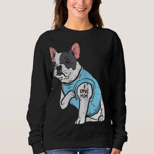 French Bulldog Love Mam Tattoo Frenchie Dog Owner Trui (Voorkant)