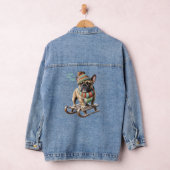French Bulldog lustige Schlittenfahrt im Urlaub Denim Jacket (Hangar)