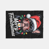 French Bulldog Merry Frenchiemas Santa Hat Christm Fleece Deken (Voorkant (Horizontaal))