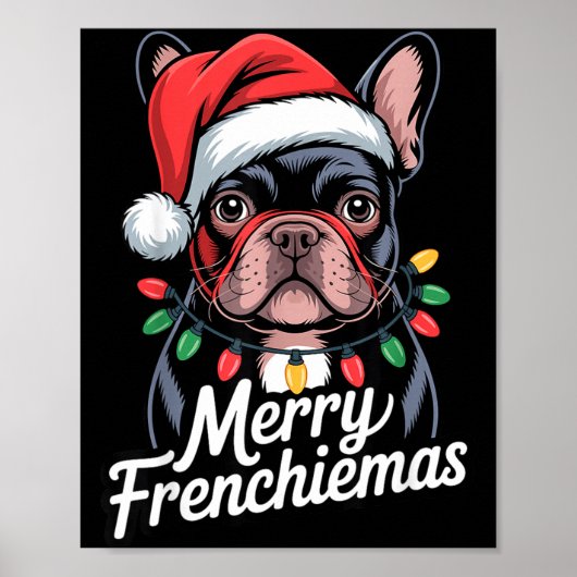 French Bulldog Merry Frenchiemas Santa Hat Christm Poster (Voorkant)
