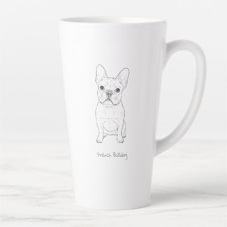 French Bulldog Minimalist Line Art - Front and Bac Latte Mok