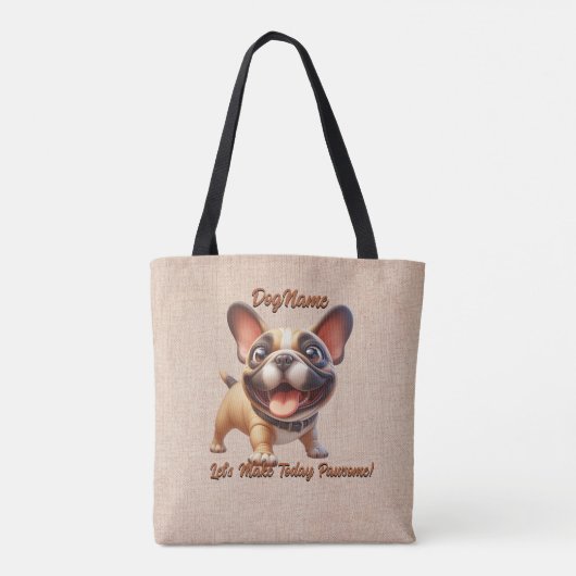 French Bulldog - Naam hond toevoegen, Tekst wijzig Tote Bag (Achterkant)