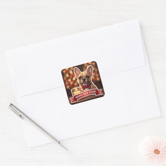 French Bulldog New Year Celebration Sticker (Envelop)