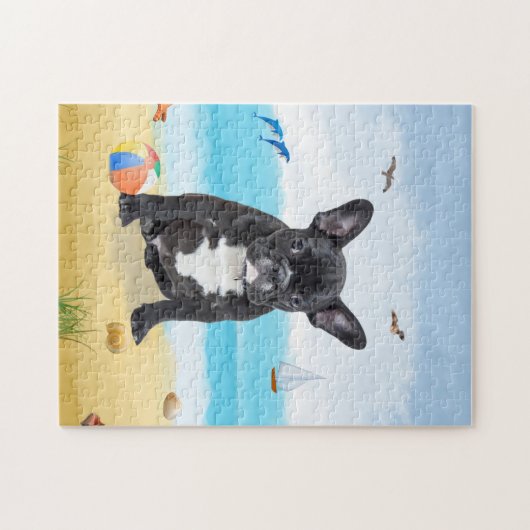 french bulldog on beach legpuzzel (Horizontaal)