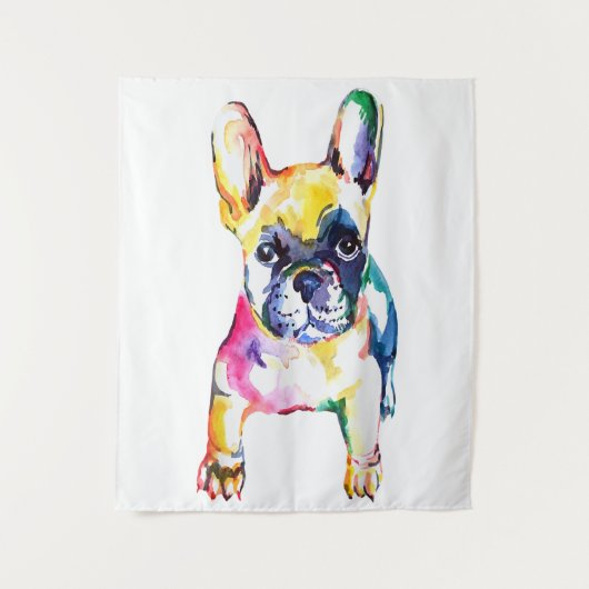 French Bulldog Original Watercolor Hand Drawing Wandkleed (Voorkant)