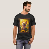 French Bulldog Painting Frenchie Sunflower Flower  T-shirt (Voorkant volledig)