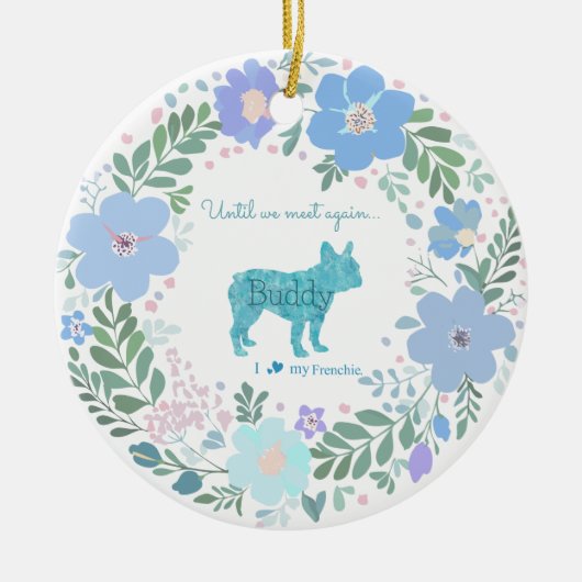 French Bulldog Pastel Blue Custom Photo Memorial Keramisch Ornament (Voorkant)