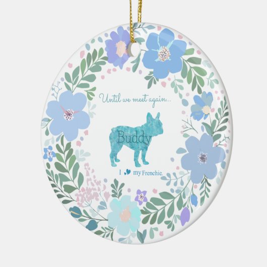 French Bulldog Pastel Blue Custom Photo Memorial Keramisch Ornament (Links)