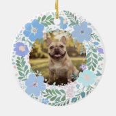 French Bulldog Pastel Blue Custom Photo Memorial Keramisch Ornament (Achterkant)