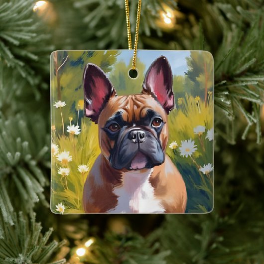 French Bulldog | Pet Painting Dog Art Keramisch Ornament (Boom)