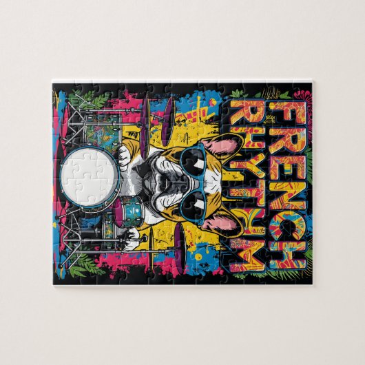 French Bulldog Playing Drums Legpuzzel (Horizontaal)