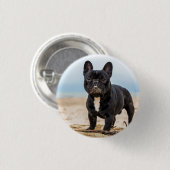 French Bulldog Playing in the Sand Ronde Button 3,2 Cm (Voorkant /achterkant)