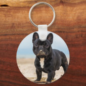 French Bulldog Playing in the Sand Sleutelhanger (Voorkant)