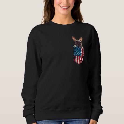 French Bulldog Pocket 4th of July American Flag Pa Trui (Voorkant)